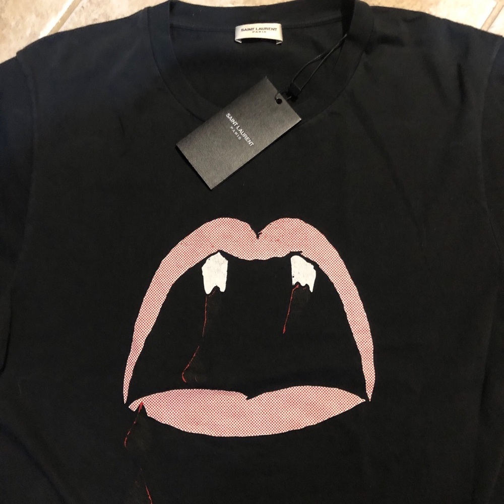 Saint Laurent Vampire Teeth OG shirt small with tags still attached